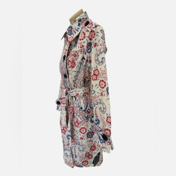 Nanette Lepore Paisley Floral Trench Coat Size Medium - Picture 3 of 12